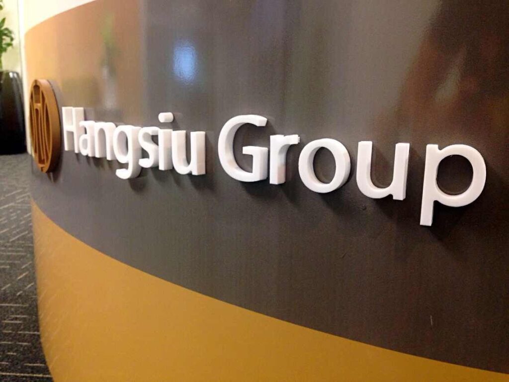 Raised 3D lettering on a curved feature wall
