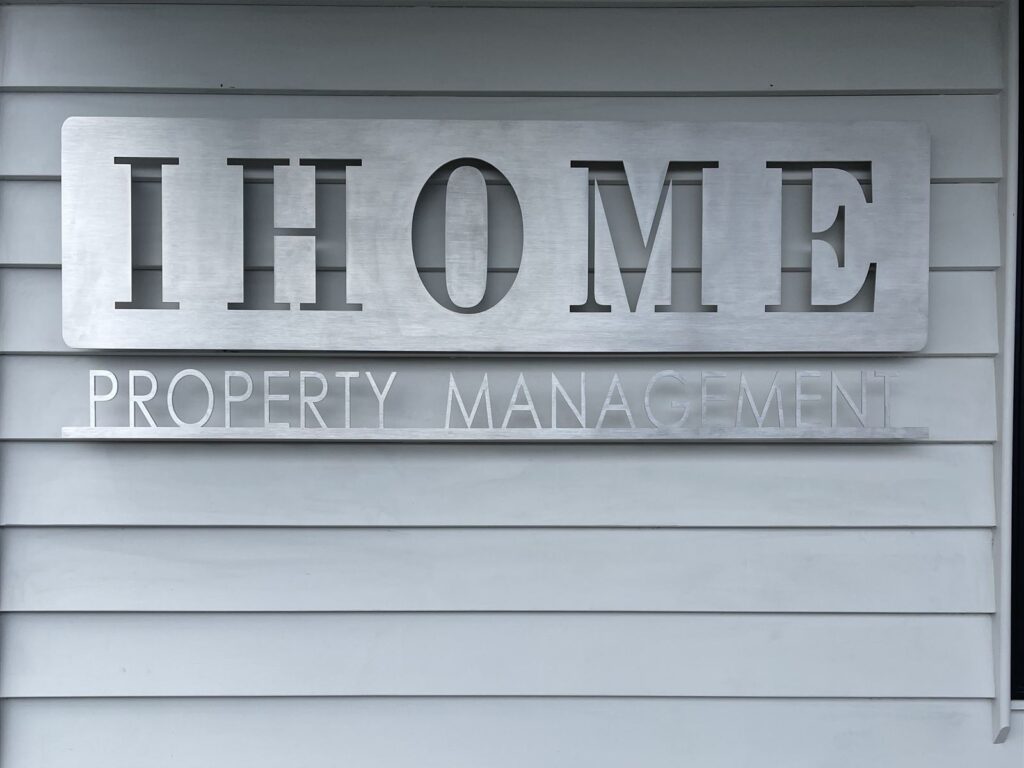 Cut dimensional lettering mounted on a building exterior