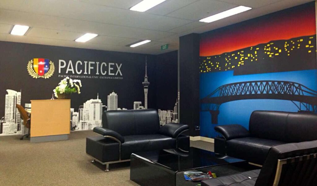 Office interior fit out with a printed feature wall